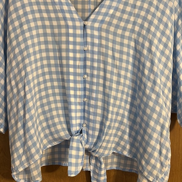 Express Gingham Cropped Blouse - Picture 2 of 5